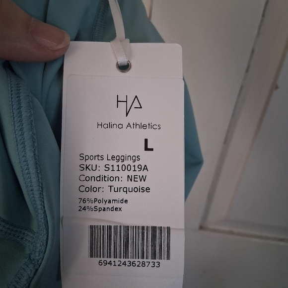 Women's Halina Athletics Light Turquoise Sports Leggings - Picture 10 of 13